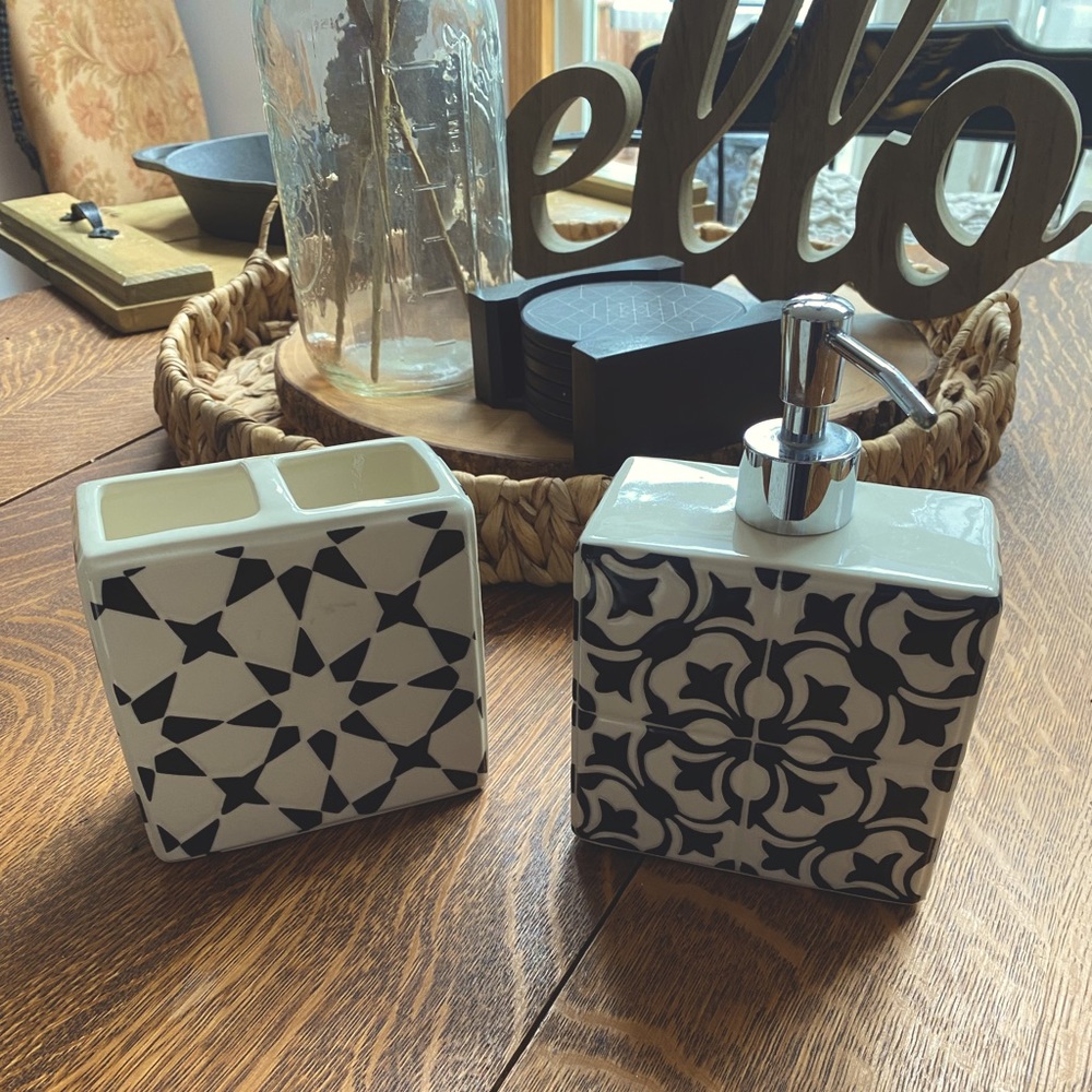 Bathroom Soap Dispenser/Tooth brush holder.